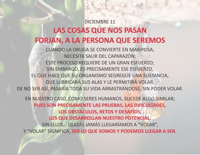 Las cosas que nos pasan forjan, a la persona que seremos